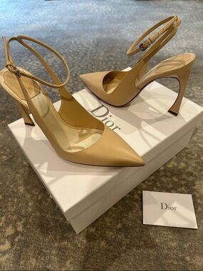 Dior Beige Pointed-Toe Ankle-Strap Pumps SIZE 37